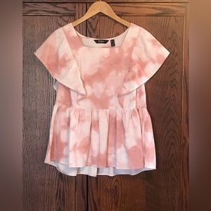 Du Jour Fashions Tie-Dye Design Ruffle Blouse
